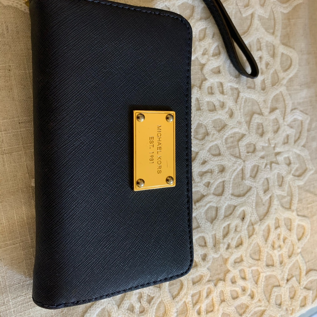 Michael Kors Wristlet In Navy Blue